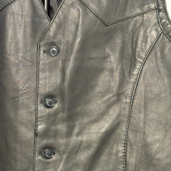 Cripple Creek Black Leather Mens Vest sz Large New with Tags - Picture 3 of 4